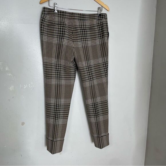 Akris Punto Tan & Black‎ Glen Check Plaid Cuffed Trouser Pants Size 8 - Picture 2 of 8